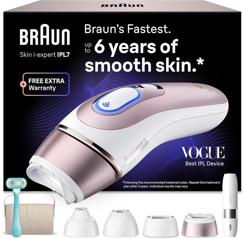 Braun ▫️ Depiladora Smart IPL Skin i·expert com luz pulsada, PL7442, Branco/Bronze