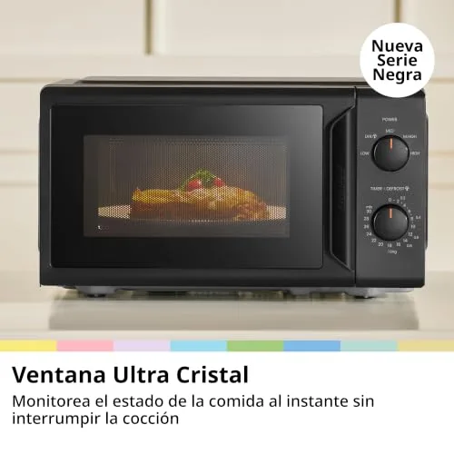 Comfee ▫️ ' CMO-MP012ND(BK) Mini-micro-ondas de 20 L e 700 W, cor preta, com janela grande, design compacto, função de descongelação rápida, 5 níveis de potência 2