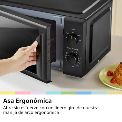 Comfee ▫️ ' CMO-MP012ND(BK) Mini-micro-ondas de 20 L e 700 W, cor preta, com janela grande, design compacto, função de descongelação rápida, 5 níveis de potência 6