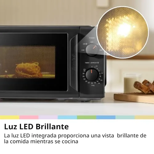 Comfee ▫️ ' CMO-MP012ND(BK) Mini-micro-ondas de 20 L e 700 W, cor preta, com janela grande, design compacto, função de descongelação rápida, 5 níveis de potência 7