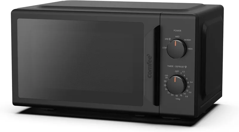 Comfee ▫️ Mini forno micro-ondas ' CMO-MP012ND(BK) 20 L 700 Watt, preto, com janela grande, design compacto, função de descongelação rápida, 5 níveis de potência