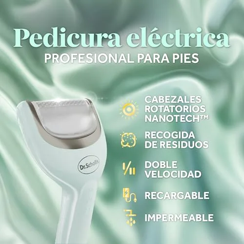 Dr. Scholl's ▫️ Pedi Perfect Pro – Pedicure Elétrica Profissional para os Pés – Elimina calos e callosidades, lima elétrica para calcanhares, fresa recarregável e à prova de água, 3 cabeças, recolhedor de pó 3