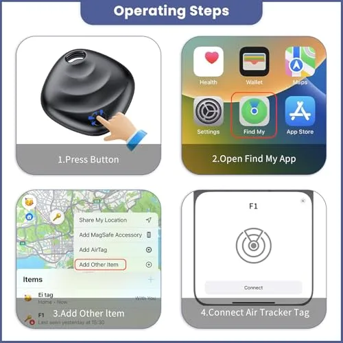 Hoxe ▫️ Tracker Tags - 4 unidades (apenas para iOS), Air Smart Tag para chaves e bagagem 7
