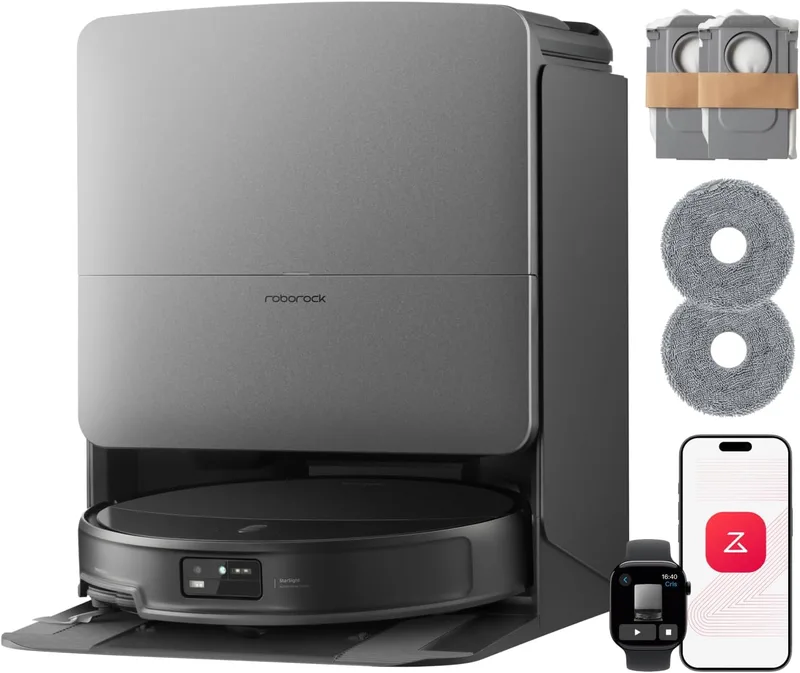 roborock ▫️ Conjunto Saros 20 com aspirador robô de sucção extrema de 36 000 Pa | Chassis AdaptiLift 3.0 até 8,8 cm, Sistema StarSight 2.0, Nova Base RockDock, Lavagem com Água a 100 °C e Secagem com Ar a 55 °C