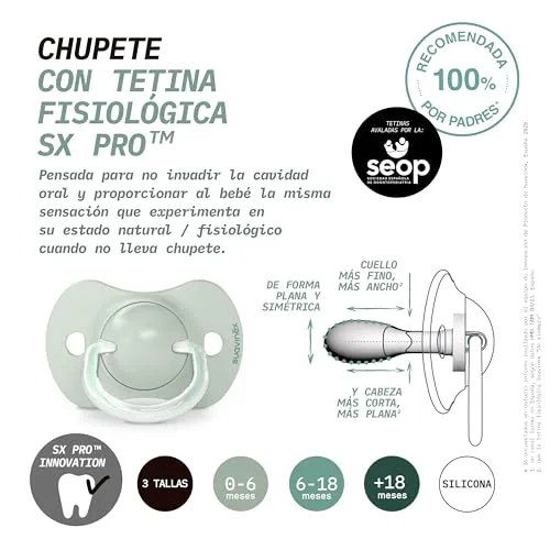 SUAVINEX ▫️ Conjunto de 4 chupetas para bebés dos 6 aos 18 meses, com tetina fisiológica de silicone SX Pro simétrica, plana e flexível, que respeita o desenvolvimento bucodental, com os motivos Birdies e Wild&Free, cor-de-rosa 4