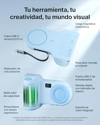 Belkin ▫️ Stage PowerGrip - Suporte magnético para câmara com bateria de 9300 mAh, azul 3