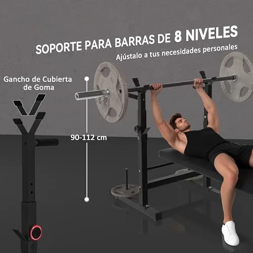 HOMCOM ▫️ Banco de Musculação Multifuncional Dobrável para Supino, 220 kg 5