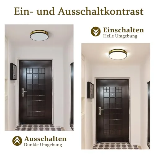 WOKNOS ▫️ Luminária de teto redonda moderna em preto e dourado, plafon LED de 30 cm, 24 W, 1400 lúmenes, adequada para sala de estar, cozinha, varanda, sala de jantar, quarto, entrada, escadaria e corredor 5