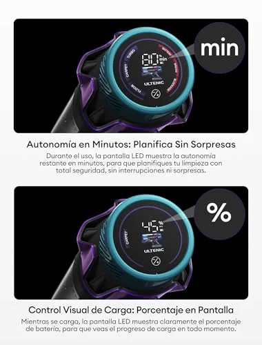 Ultenic ▫️ U18Pro Aspirador sem fio 55 kPa/80 min, sistema multiciclónico 3