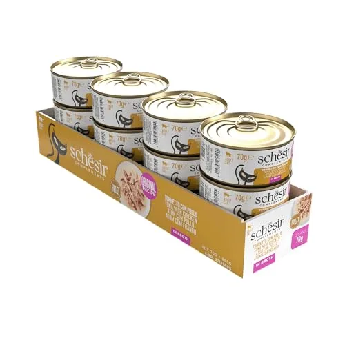 Schesir ▫️ Atum com Frango em Caldo, alimento húmido completo para gatos, em lata, ingredientes 100% naturais, sem crueldade, 12 x 70 g 2