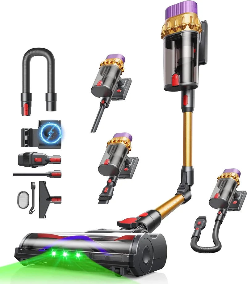 Ivormentico ▫️ C10 EVO Aspirador sem fio, 68 kPa/600 W/70 min | Aspiradores tipo vassoura com modo automático, design autossustentável, depósito duplo de 1,8 L, escova anti-emaranhamento