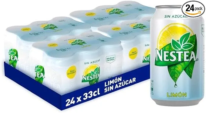 corporacion economica damm,s.a. ▫️ Nestea - Chá com Limão Zero, Lata de 33 cl x 24 unidades | Sem Açúcar | Sabor Refrescante e Natural | Ótimo para saborear frio