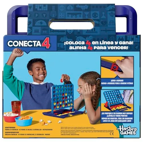 Hasbro Gaming ▫️ Jogos oficiais da Hasbro, Jogo Conecta 4, Estojo «Tudo em um», Marcador de pontos, Jogos para crianças, 6+ - Versão espanhol-português 7