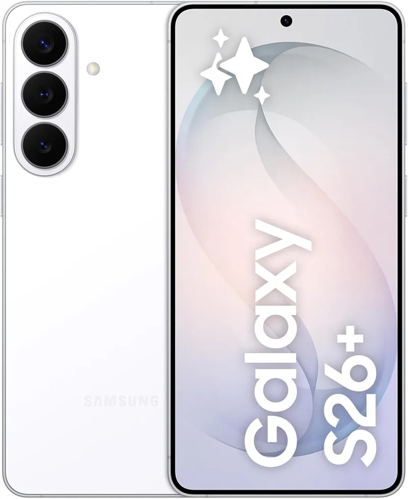 Samsung ▫️ Galaxy S26+ 512 GB, telemóvel com Galaxy AI, câmara de 50 MP, 12 GB de RAM, bateria de 4900 mAh, garantia do fabricante de 3 anos + 1 ano extra, cor branca (versão espanhola)