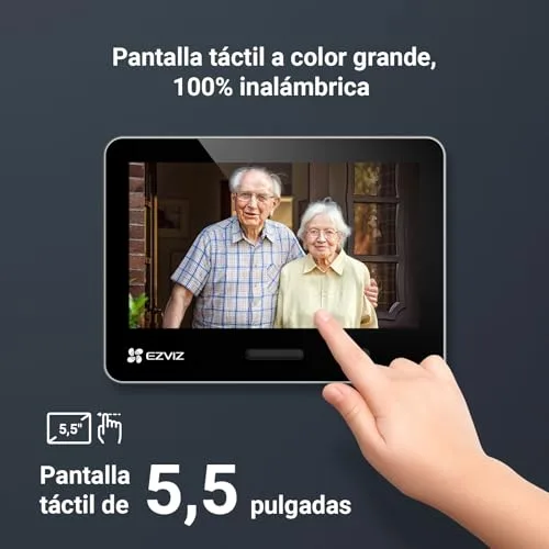 EZVIZ ▫️ EP4 Visor Digital Wi-Fi 4K para Porta, Ecrã Tátil a Cores de 5,5", Videoporteiro Sem Fios, Reconhecimento Facial com IA, 7100 mAh, Detecção PIR, Áudio Bidirecional, Privacidade Protegida,Prateado 4