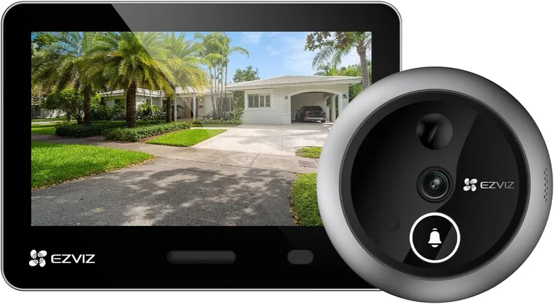 EZVIZ ▫️ EP4 4K WiFi Digital Door Viewer,Ecrã tátil a cores de 5,5",Vigilância por vídeo sem fios,Reconhecimento facial AI,7100 mAh,Deteção PIR,Áudio bidirecional,Proteção da privacidade,Prata