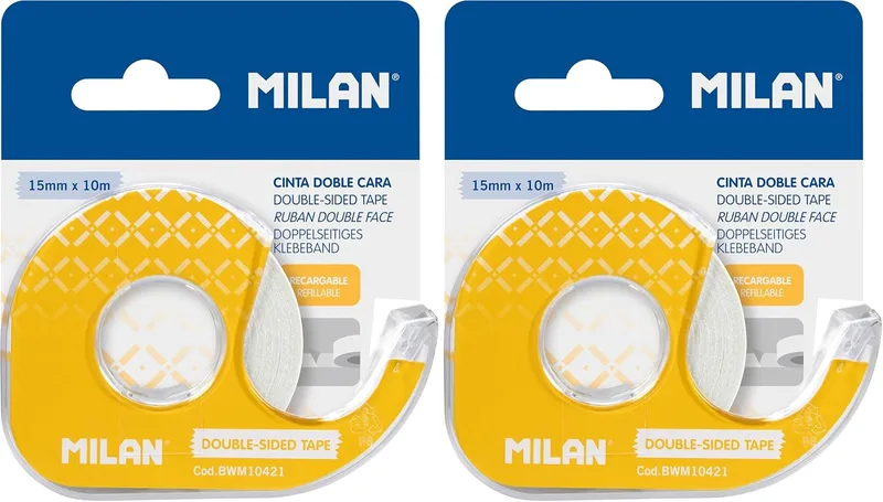 MILAN ▫️ Blister de fita adesiva de dupla face 15 mm x 10 m (Embalagem de 2)