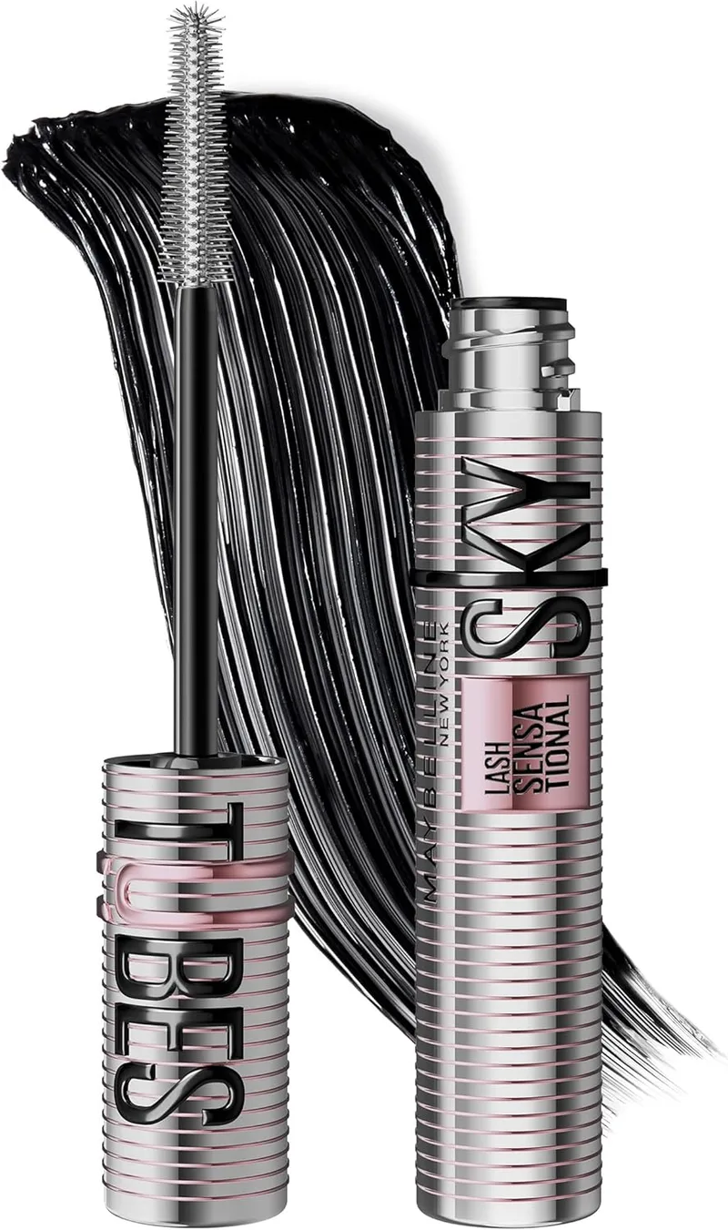 MAYBELLINE ▫️ New York, Lash Sensational Sky Tubes, Cílios definidos e comprimento extremo, longa duração e fórmula resistente, com manteiga de karité e óleo de rícino, Very Black | Rímel com efeito Tubes, definição e comprimento extremo, com manteiga de karité e óleo de rícino, Very Black