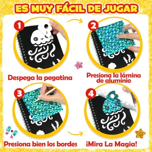 FUNNYB&G ▫️ Conjunto de 16 peças 2 em 1: Kit de Arte com Folha Metálica + Livros para Colorir 4