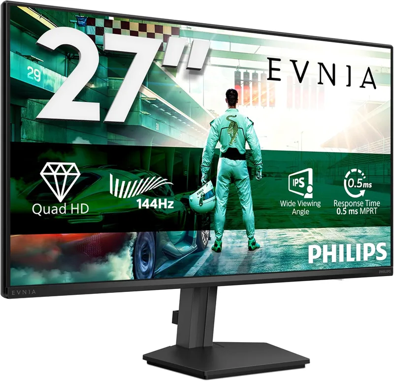 PHILIPS ▫️ Monitor de jogos Evnia 27M2N3500NF de 27 polegadas, 144 Hz, painel IPS, 4 ms GtG, HDR10, compatível com G-Sync (2560 x 1440, 1x HDMI 2.0, 1x DP 1.4) Cinza escuro