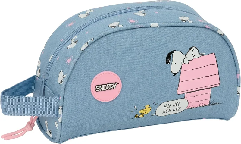 Safta ▫️ Snoopy - Bolsa de higiene grande para meninos, bolsa de higiene infantil, adaptável ao carrinho, ideal para crianças dos 5 aos 14 anos, prática e versátil, de qualidade e resistente, 26x16x9 cm