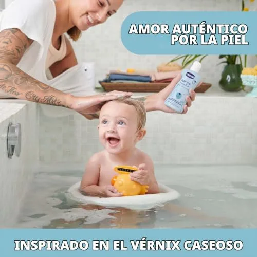 Chicco ▫️ Gel de Banho e Champô Natural Sensation, Produtos de higiene para bebés e recém-nascidos a partir dos 0 meses, Ingredientes naturais, Limpa o corpo e o cabelo do bebé, Embalagem sustentável, 200 ml (Embalagem de 2) 2