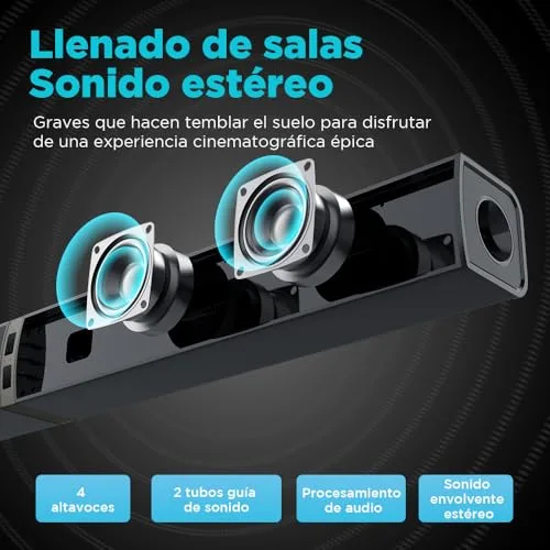 HoYLluDLL ▫️ 2.0 Barra de som para TV, barra de som separável 2 em 1 de 32 polegadas para aparelhos de TV, com 3 modos de equalização e 3 efeitos de som envolvente, ARC/Ótico/AUX, 1 unidade 4