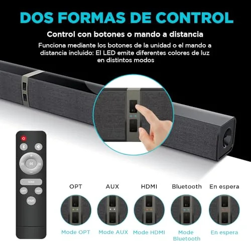 HoYLluDLL ▫️ 2.0 Barra de som para TV, barra de som separável 2 em 1 de 32 polegadas para aparelhos de TV, com 3 modos de equalização e 3 efeitos de som envolvente, ARC/Ótico/AUX, 1 unidade 5