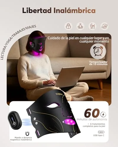 XSSNVV ▫️ Máscara facial LED com 4 modos para cuidados faciais em casa, NVV10 4