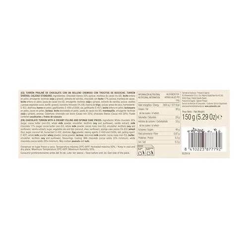 El Almendro ▫️ Donettes Rayados, Turrón de chocolate com praliné e recheio cremoso de pedacinhos de pão-de-ló, sabor Donettes Rayados, ideal para cestas de Natal, fabricado em Espanha, 150 gramas (embalagem de 2) 2