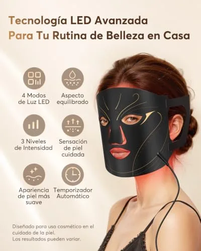 XSSNVV ▫️ Máscara facial LED com 4 modos, 224 LEDs, cuidados em casa - Tudo 2