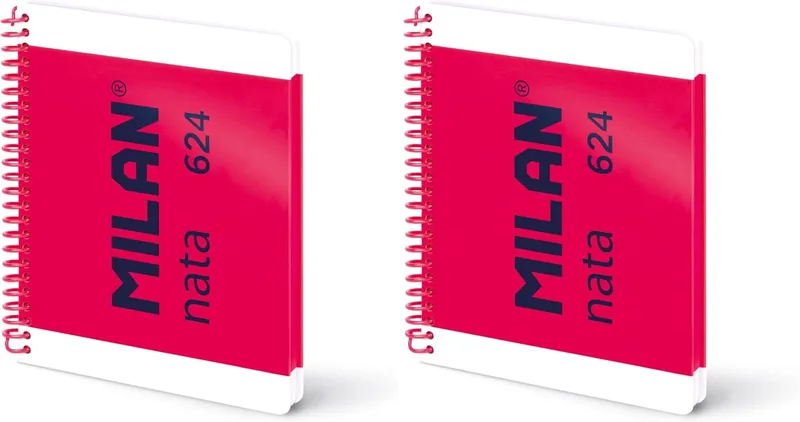 MILAN ▫️ ® A5 caderno espiral com capa dura, papel pautado, 80 folhas 95 g/m², coleção creme®, cor-de-rosa (Embalagem de 2)