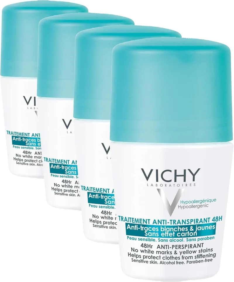 VICHY ▫️ Desodorizante Anti-Transparência 48h 50 ml (Embalagem de 4)