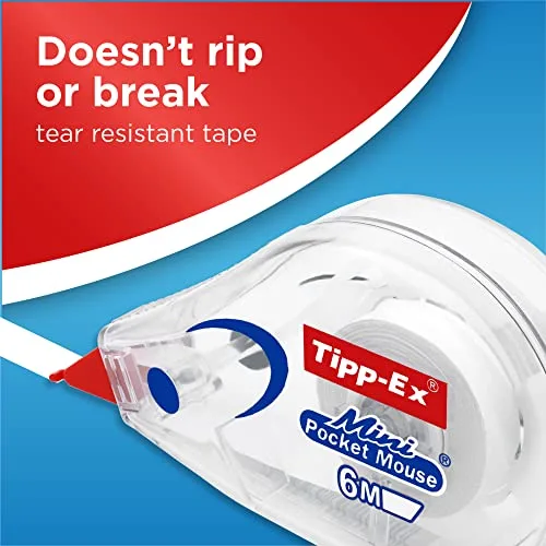 Tipp-Ex ▫️ Mini Pocket Mouse Fitas Corretoras - Corretor para canetas esferográficas - 6 m x 5 mm Blister de 3 (Embalagem de 3) 3