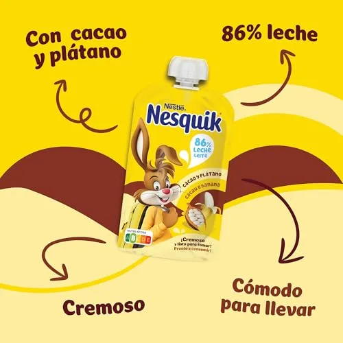 Nesquik ▫️ Sachinho NESTLÉ Cacau e Banana, para crianças a partir dos 3 anos, sachinho de 110 g (embalagem de 6) 3