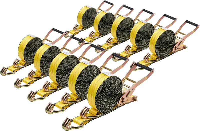 VEVOR ▫️ Cintas de catraca, 50,8 mm x 9,1 m, com gancho duplo em J, resistência à ruptura de 4536 kg, para mudanças, reboques, motociclos, caiaques, tejadilho de automóveis, Embalagem de 10 unidades