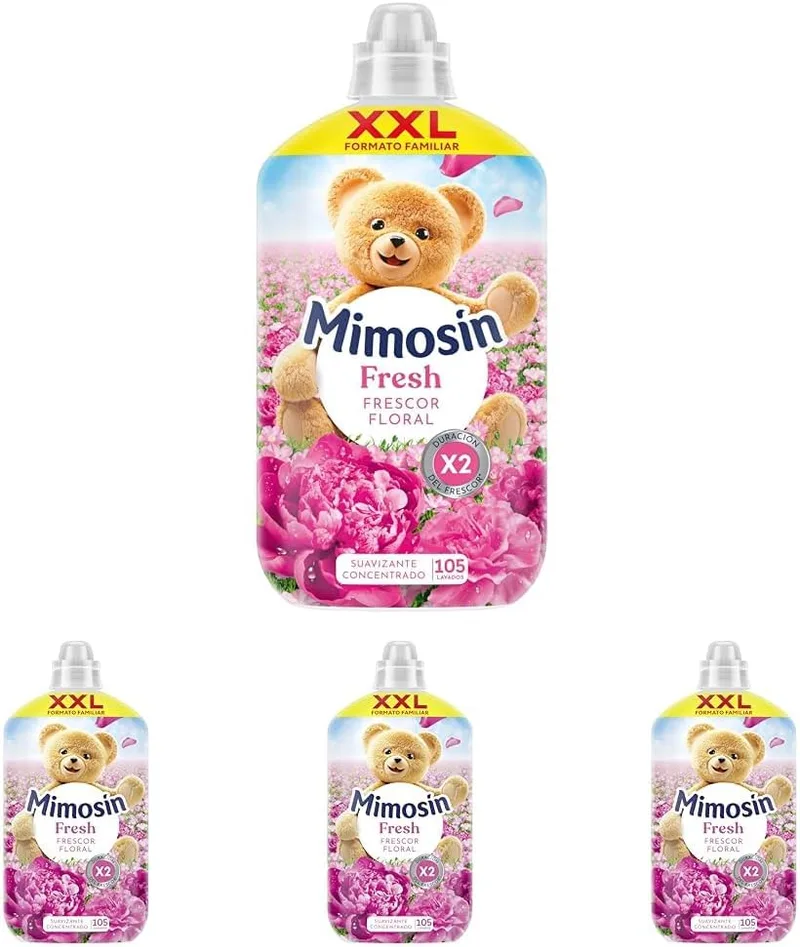 Mimosín ▫️ Mimosin Floral Freshness Softener Concentrado 105 lavagens (Embalagem de 4)