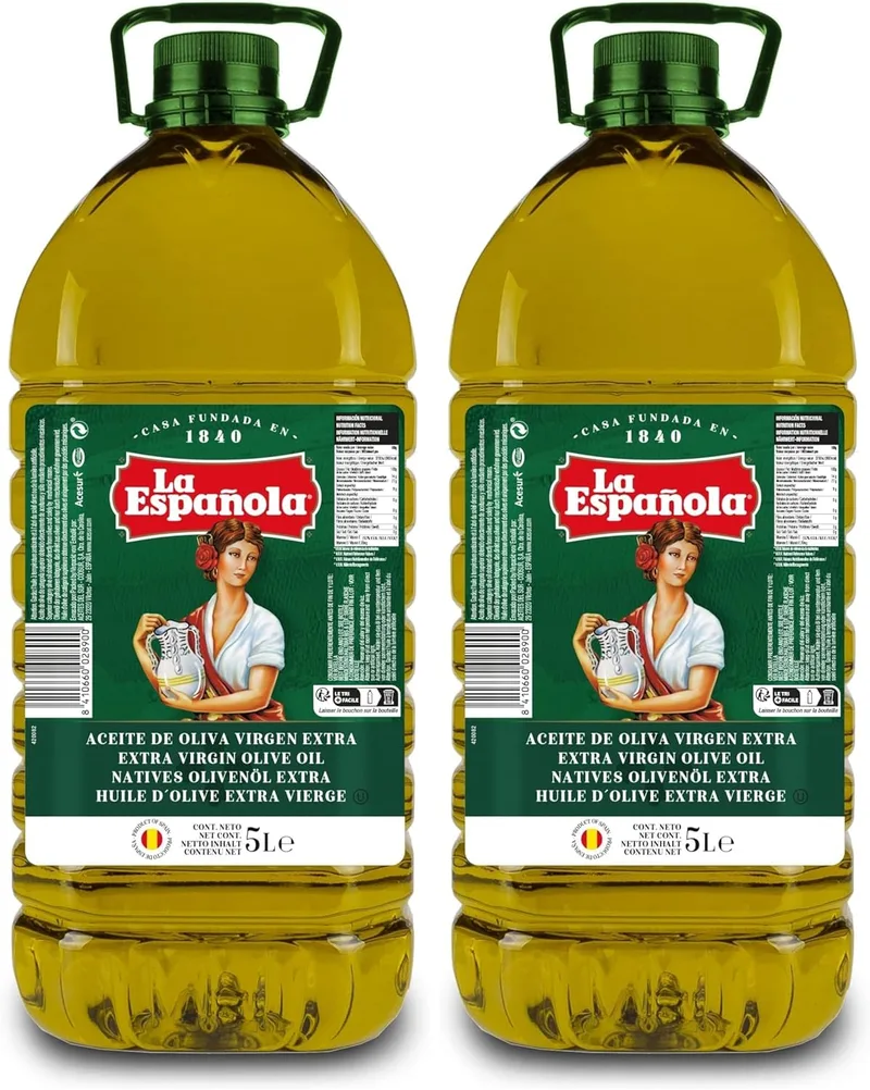 LA ESPANOLA ▫️ LA ESPAÑOLA Azeite Virgem Extra Seleção Mediterrânica, Garrafa de 5 L, Azeite Virgem Extra de Sabor Equilibrado, Ideal para Cozinhar e para Consumir em Crue (Embalagem de 2)