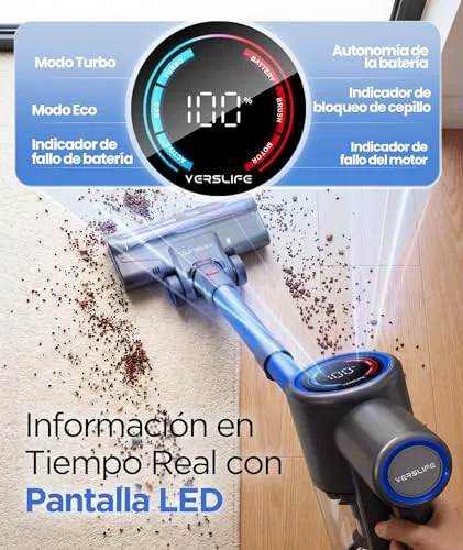 VersLife ▫️ Aspirador sem fio 40 kPa/500 W/45 min, vassoura aspiradora 3