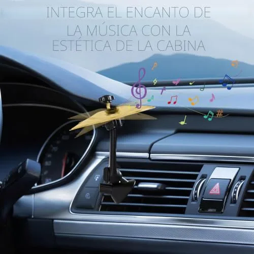 Yeria ▫️ Pratos de bateria para carro – Prato de bateria «crash» para decoração da saída de ar – Acessório divertido em forma de mini-tambor para carro – Presente para músicos, homens e crianças (dourado) 5