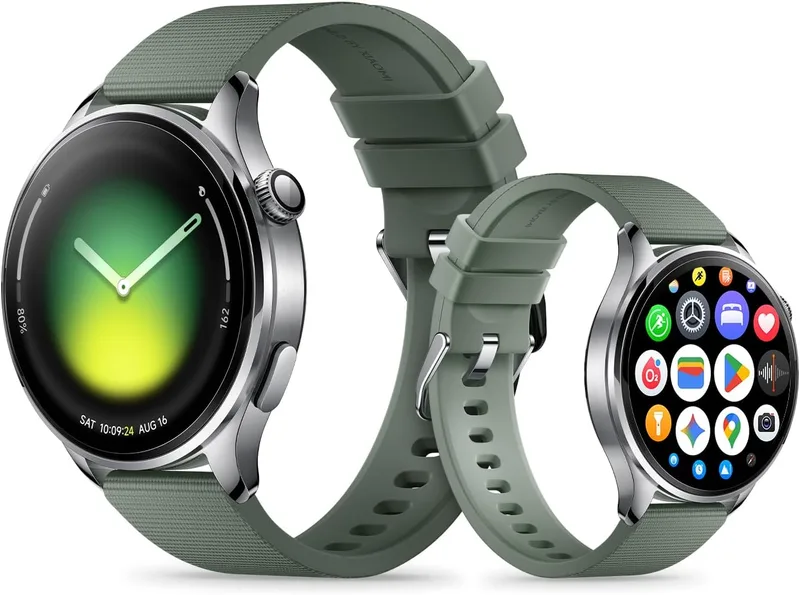 XIAOMI ▫️ Watch 5 Smartwatch, Google Wear OS, pagamentos NFC, IA com Gemini, ecrã de 1,54", autonomia da bateria até 6 dias, GPS e monitorização da forma física, controlo por gestos, 47 mm, Bluetooth, verde
