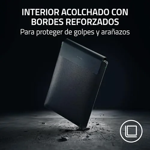 Razer ▫️ Capa para portátil de 16" com carregamento sem fios - Duas zonas compatíveis com MagSafe para o telemóvel e os auscultadores - Carregamento rápido até 15 W - Interior almofadado | Preto 5