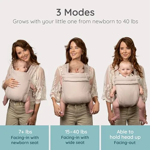 Infantino ▫️ Mochila porta-bebés Honey Blossom, ergonómica, posição em M, assento ajustável, 3,2–18,1 kg, Toasted Almond 2