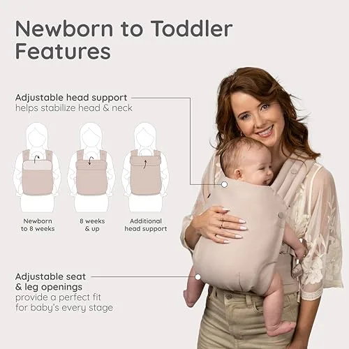 Infantino ▫️ Mochila porta-bebés Honey Blossom, ergonómica, posição em M, assento ajustável, 3,2–18,1 kg, Toasted Almond 4