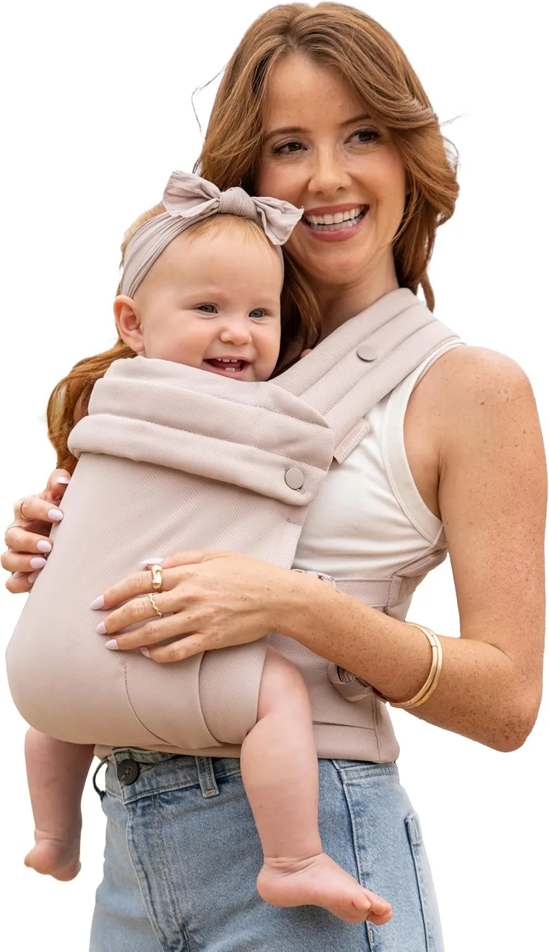 Infantino ▫️ Mochila porta-bebés Honey Blossom, ergonómica, posição em M, assento ajustável, 3,2–18,1 kg, Toasted Almond
