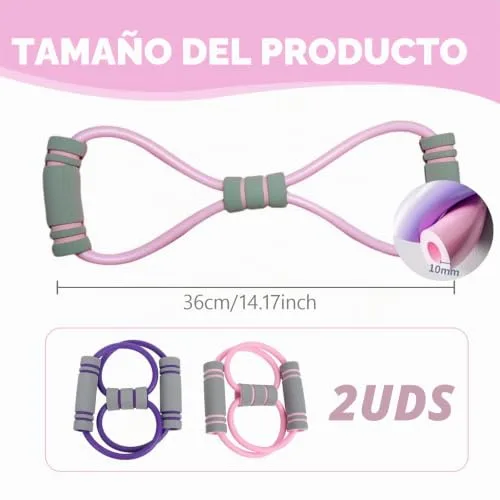 CERCTLA ▫️ Conjunto de 2 peças: Fita de resistência em forma de 8 com alças, corda elástica multifunções, fita de resistência para as mãos, expansor de peito, fita elástica para exercícios de corpo inteiro 2