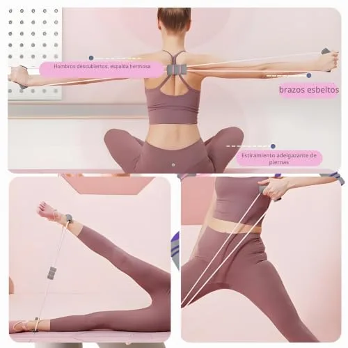 CERCTLA ▫️ Conjunto de 2 peças: Fita de resistência em forma de 8 com alças, corda elástica multifunções, fita de resistência para as mãos, expansor de peito, fita elástica para exercícios de corpo inteiro 5