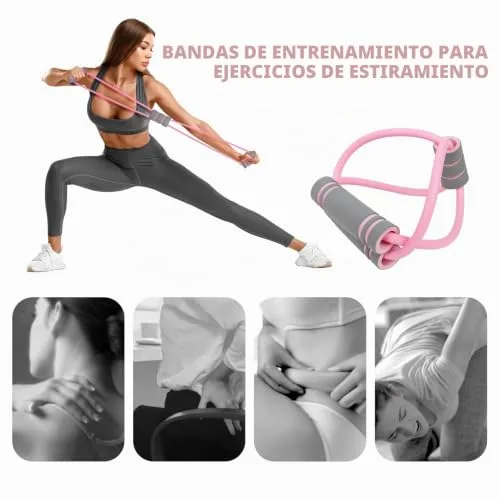 CERCTLA ▫️ Conjunto de 2 peças: Fita de resistência em forma de 8 com alças, corda elástica multifunções, fita de resistência para as mãos, expansor de peito, fita elástica para exercícios de corpo inteiro 6