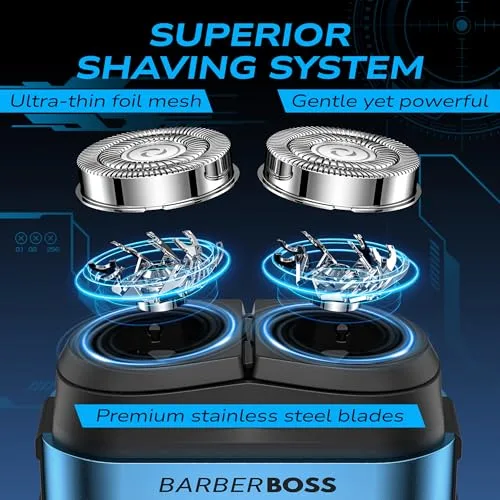 BARBERBOSS ▫️ Máquina de barbear rotativa de bolso para homem, máquina de barbear elétrica compacta, mini-máquina de barbear rotativa portátil para homem, QR-2721 5