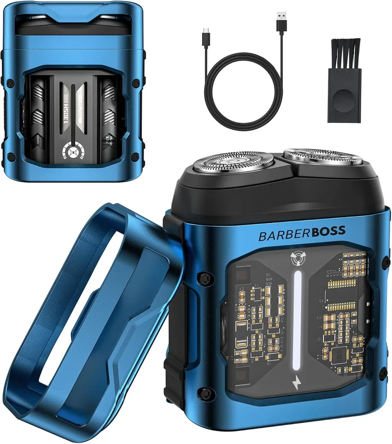 BARBERBOSS ▫️ Máquina de barbear rotativa de bolso para homem, máquina de barbear elétrica compacta, mini-máquina de barbear rotativa portátil para homem, QR-2721
